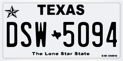 TX license plate DSW5094