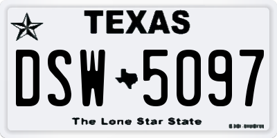 TX license plate DSW5097