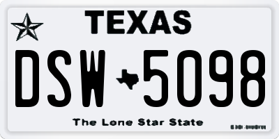 TX license plate DSW5098