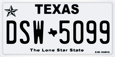 TX license plate DSW5099