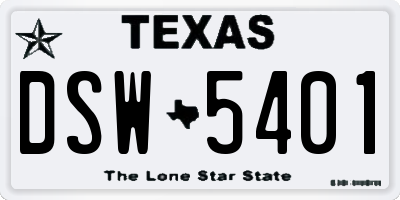 TX license plate DSW5401