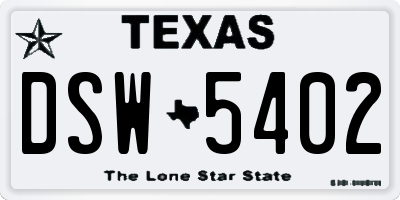 TX license plate DSW5402