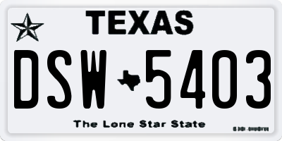 TX license plate DSW5403