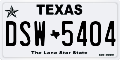 TX license plate DSW5404
