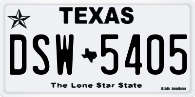 TX license plate DSW5405
