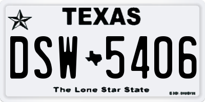 TX license plate DSW5406