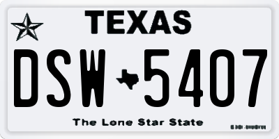 TX license plate DSW5407