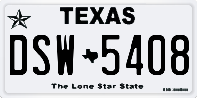 TX license plate DSW5408