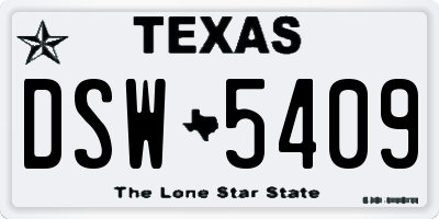 TX license plate DSW5409