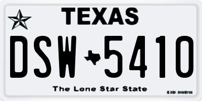 TX license plate DSW5410