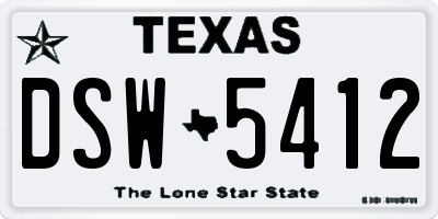 TX license plate DSW5412