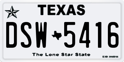 TX license plate DSW5416