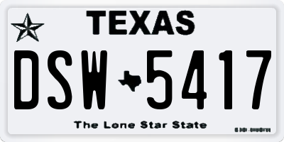 TX license plate DSW5417
