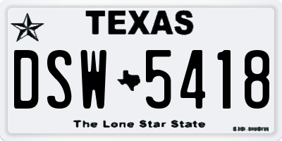 TX license plate DSW5418