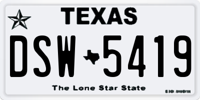 TX license plate DSW5419