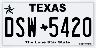 TX license plate DSW5420
