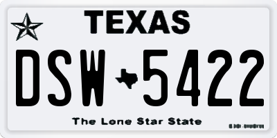 TX license plate DSW5422