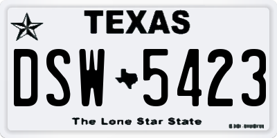 TX license plate DSW5423