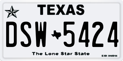TX license plate DSW5424