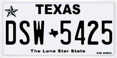 TX license plate DSW5425
