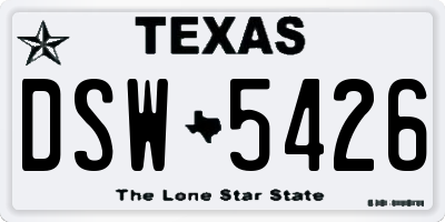 TX license plate DSW5426