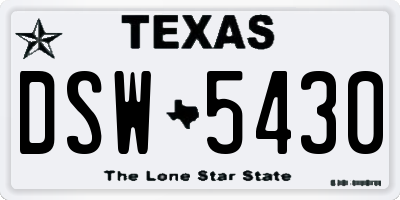 TX license plate DSW5430