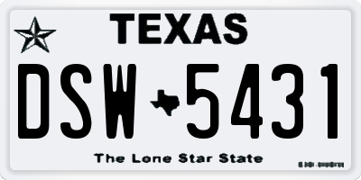 TX license plate DSW5431