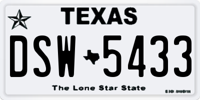 TX license plate DSW5433
