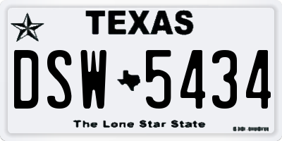 TX license plate DSW5434