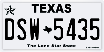 TX license plate DSW5435