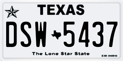 TX license plate DSW5437