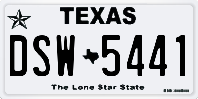 TX license plate DSW5441
