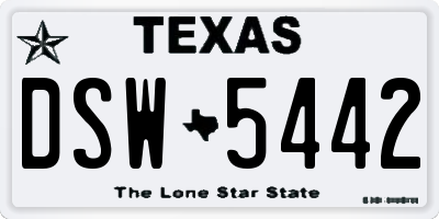 TX license plate DSW5442