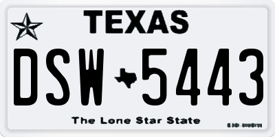 TX license plate DSW5443