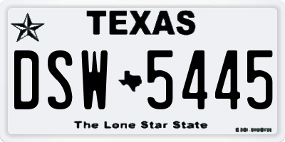 TX license plate DSW5445