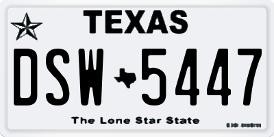 TX license plate DSW5447