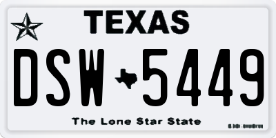 TX license plate DSW5449