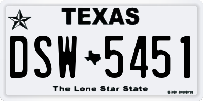 TX license plate DSW5451