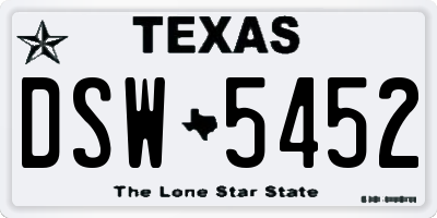 TX license plate DSW5452