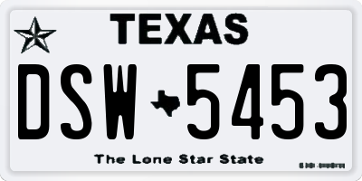 TX license plate DSW5453