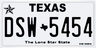TX license plate DSW5454