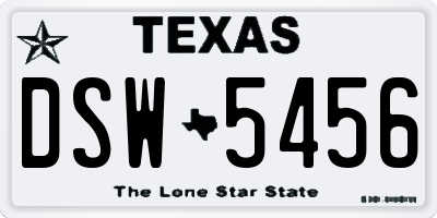 TX license plate DSW5456