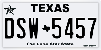 TX license plate DSW5457