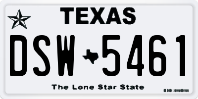 TX license plate DSW5461