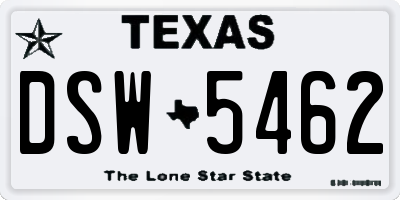TX license plate DSW5462