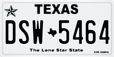 TX license plate DSW5464