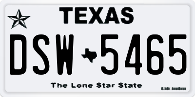 TX license plate DSW5465