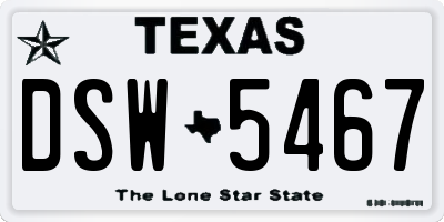 TX license plate DSW5467