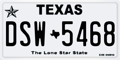TX license plate DSW5468