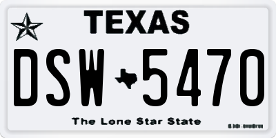 TX license plate DSW5470